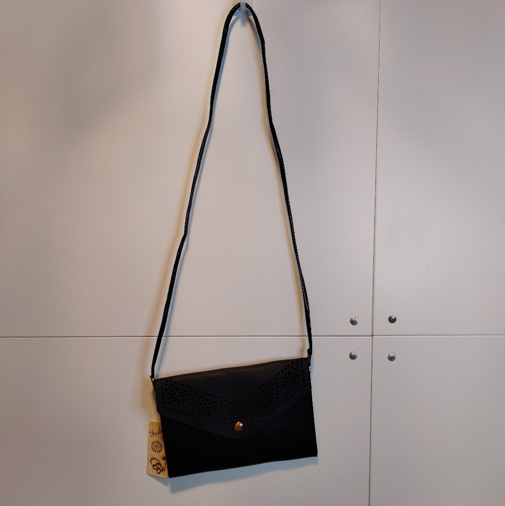 Vegan Leather Eyelet Crossbody Purse - Picture 7 of 8
